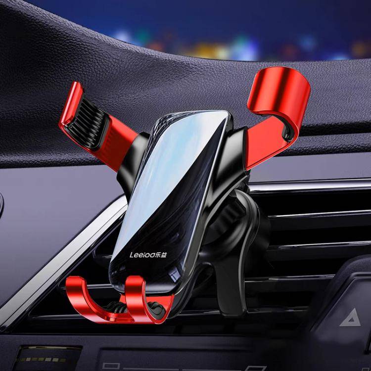 Leeioo Gravity Linkage Air Outlet Clip-on Car Mobile Phone Holder(Red)
