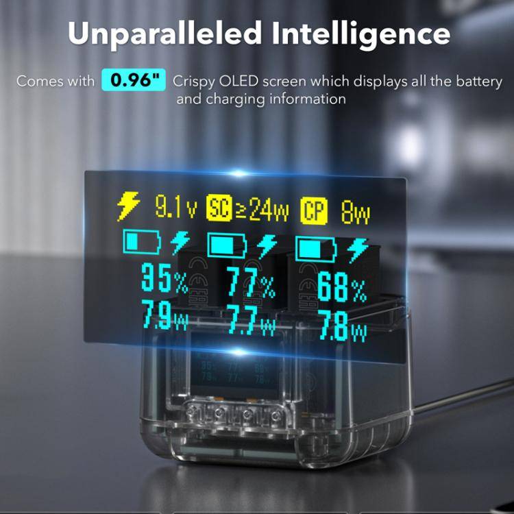 For GoPro HERO13 Black Super Fast Charger Dock Battery Charging Station With OLED Screen Display(...