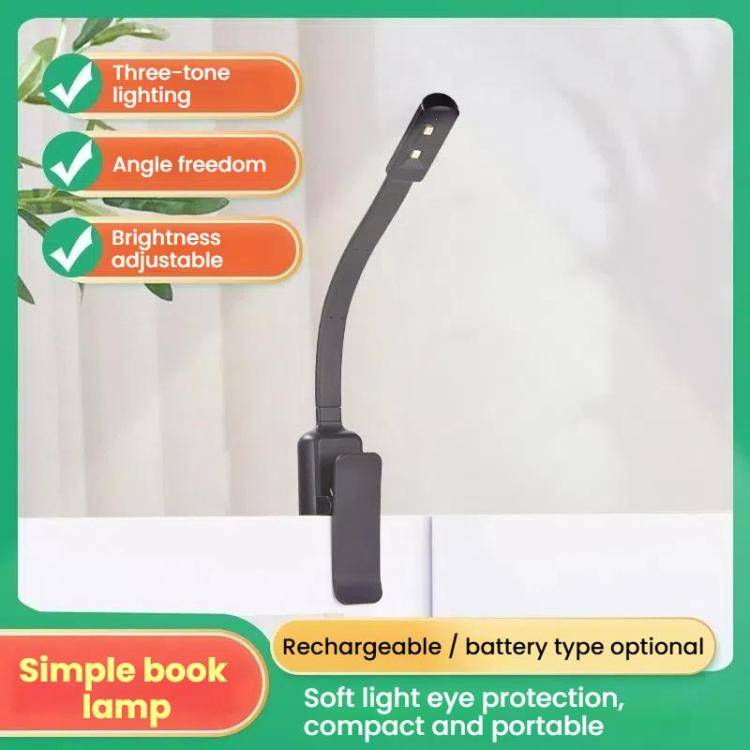 Portable Book Clip Lamp Dormitory Eye Protector Table Lamp Bedroom Night Lights, Color: Charging ...