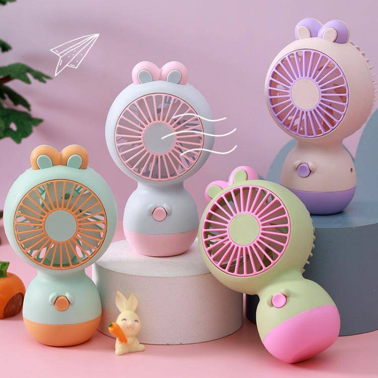 Cute Cartoon Rabbit Desktop Fan Children Summer Cool Gifts Handheld Rechargeable Fan(Light Blue)