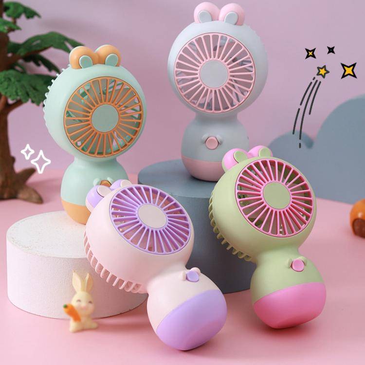 Cute Cartoon Rabbit Desktop Fan Children Summer Cool Gifts Handheld Rechargeable Fan(Light Blue)