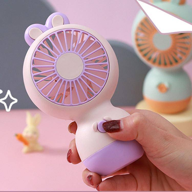 Cute Cartoon Rabbit Desktop Fan Children Summer Cool Gifts Handheld Rechargeable Fan(Light Blue)