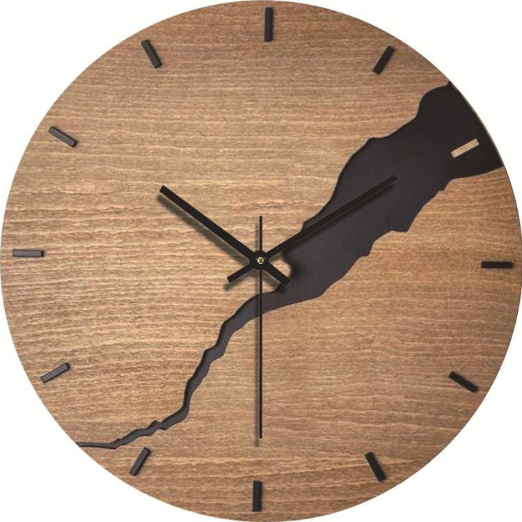 12-inch Imitation Wood Grain Texture Decorative Wall Clock Silent Quartz Clock Holiday Gift HR-CMW05