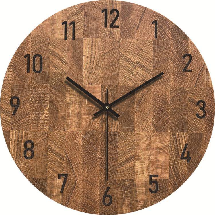 12-inch Imitation Wood Grain Texture Decorative Wall Clock Silent Quartz Clock Holiday Gift HR-CMW11