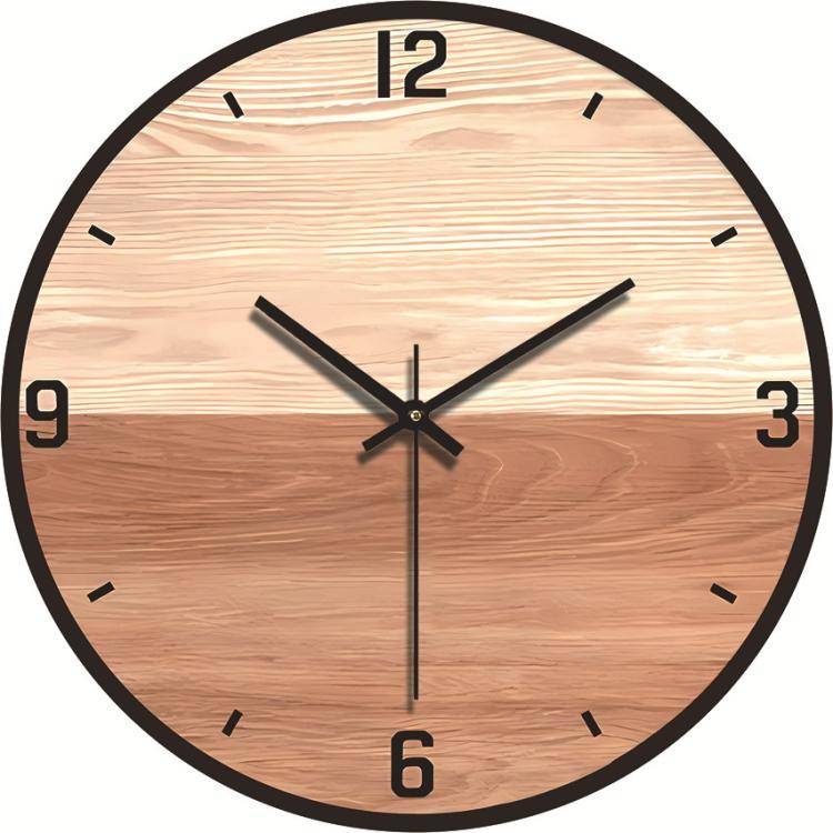 12-inch Imitation Wood Grain Texture Decorative Wall Clock Silent Quartz Clock Holiday Gift HR-CMW19