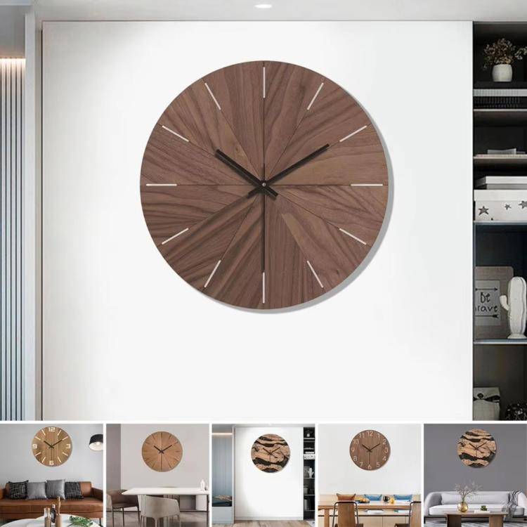 12-inch Imitation Wood Grain Texture Decorative Wall Clock Silent Quartz Clock Holiday Gift HR-CMW05