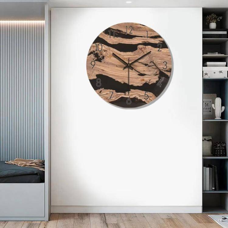 12-inch Imitation Wood Grain Texture Decorative Wall Clock Silent Quartz Clock Holiday Gift HR-CMW11