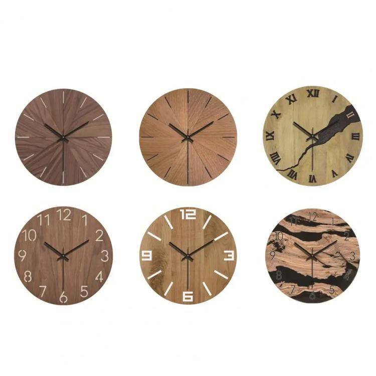 12-inch Imitation Wood Grain Texture Decorative Wall Clock Silent Quartz Clock Holiday Gift HR-CMW10