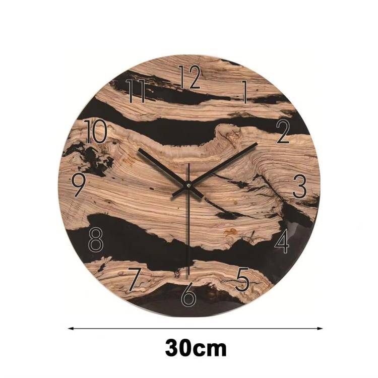 12-inch Imitation Wood Grain Texture Decorative Wall Clock Silent Quartz Clock Holiday Gift HR-CMW10