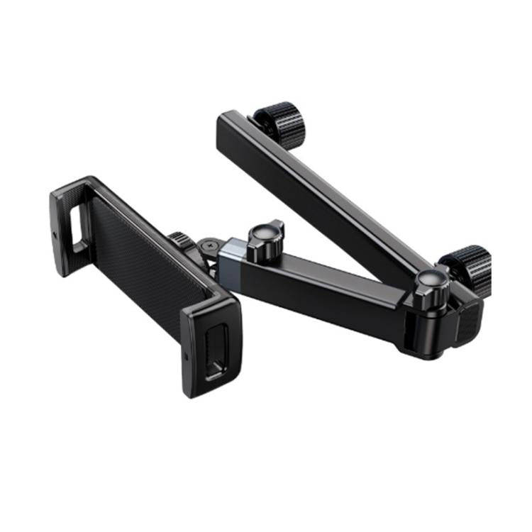 Telescopic Car Rear Pillow Phone Tablet Holder 2-Section Folding Headrest Bracket(Iron Wire Type)