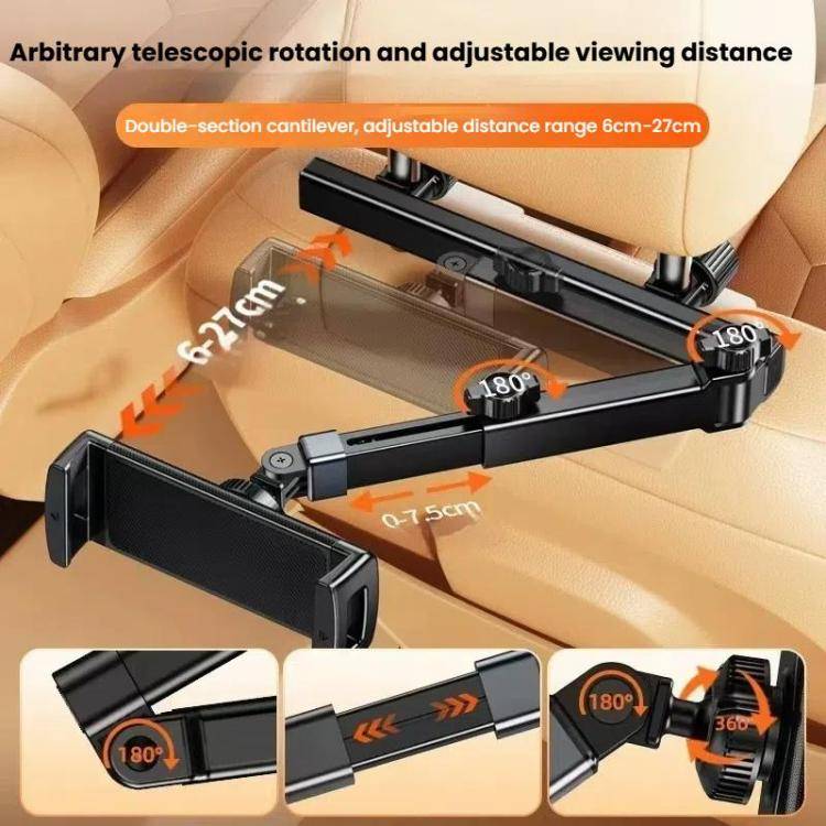 Telescopic Car Rear Pillow Phone Tablet Holder 2-Section Folding Headrest Bracket(Plastic Type)