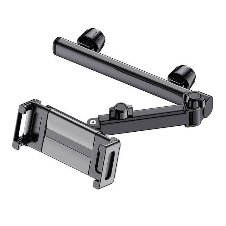 Telescopic Car Rear Pillow Phone Tablet Holder 2-section Folding Headrest Bracket(Black)