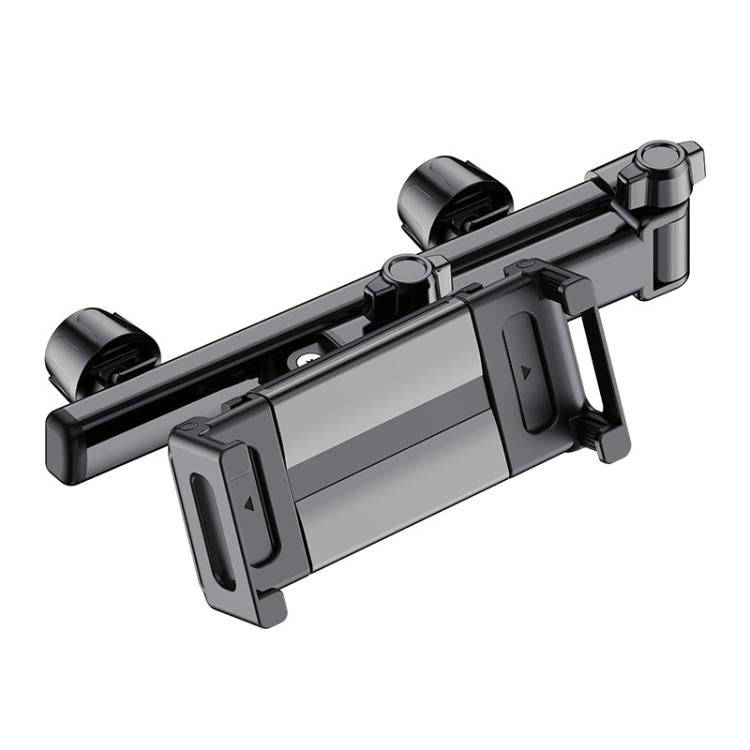 Telescopic Car Rear Pillow Phone Tablet Holder 2-section Folding Headrest Bracket(Black)