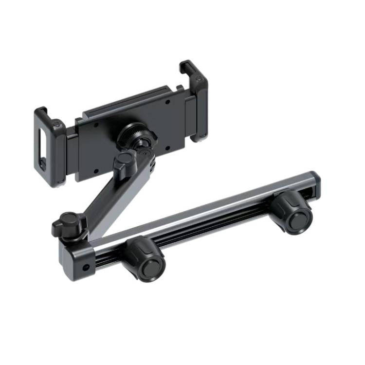 Telescopic Car Rear Pillow Phone Tablet Holder 2-section Folding Headrest Bracket(Black)