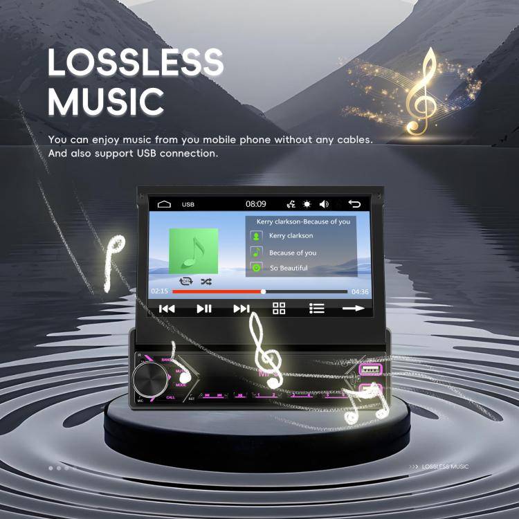 7 inch Universal Manual Retractable Screen Car MP5 Player Car Center Control All-in-One Wired Car...