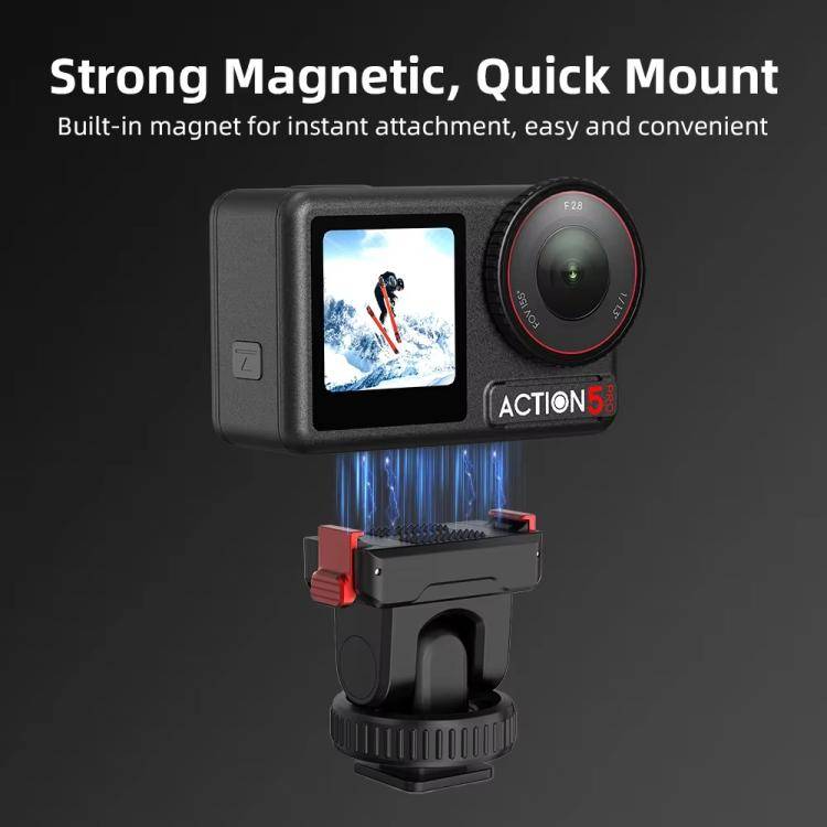 For Osmo Action 3 / 4 / 5 Pro Flymile AC5003 Magnetic Head Quick Release Base(Black)