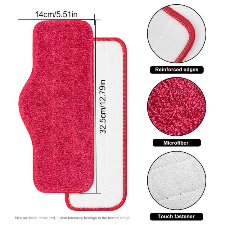 2pcs /Pack Mop Cloths Rag For Schenley Steam Mop Replacement Microfiber Pads(Red)