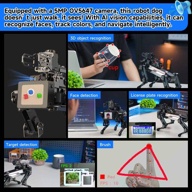 YAHBOOM DOGZILLA-Lite AI-Powered Bionic Robotic Dog 15-DOF Desktop Companion With Robotic Arm, Ra...