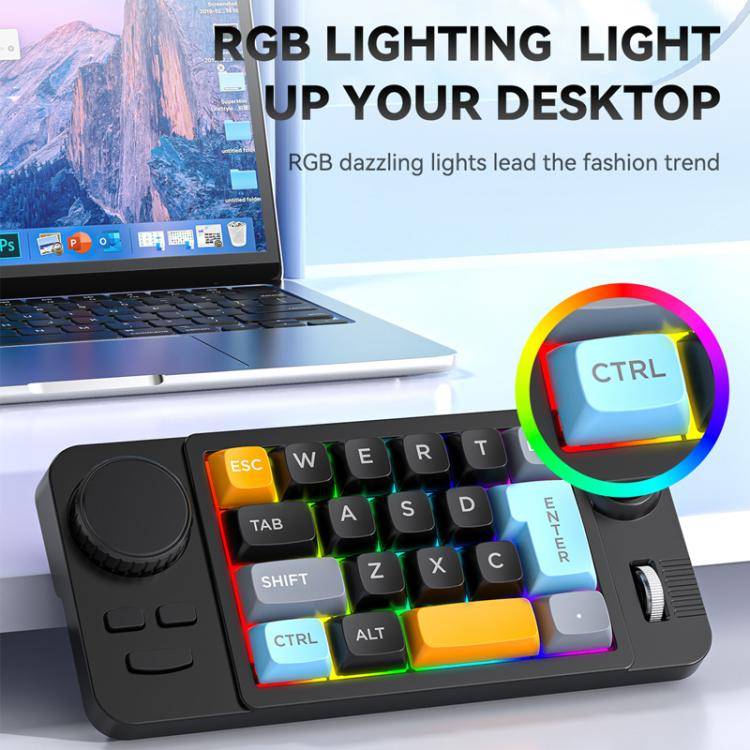 MKESPN  19-Key USB-C Wired Gaming Keyboard Macro Programmable Hot-Swappable Design with Control K...