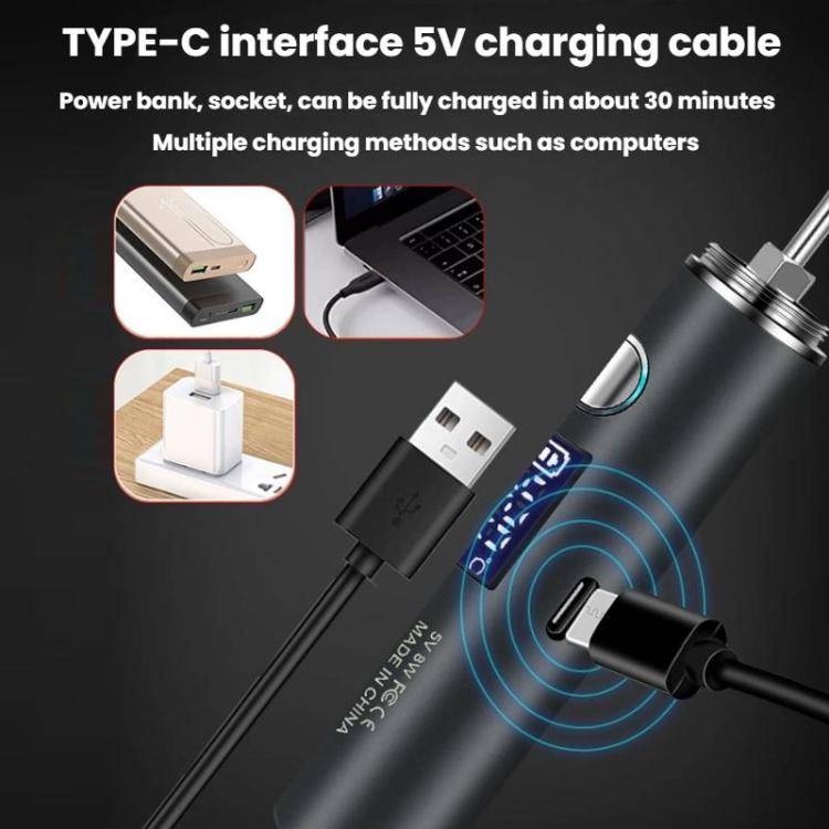 Mini USB Portable Wireless Digital Display Soldering Iron, Specification: Large 1400 mAh + Blade ...