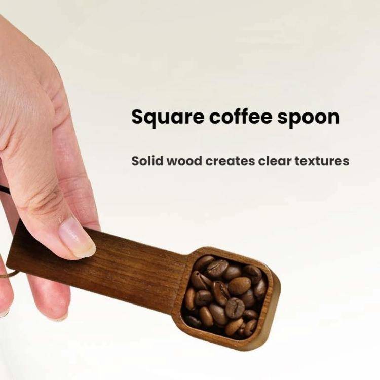 Long Handle Solid Wood Square Coffee Spoon Measuring Seasoning Scoop Teaspoon