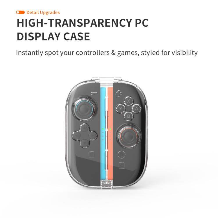 For Nintendo Switch 2 Joy-Con Controllers Crystal Clear Hard Case with 6 Game Card Storage Slots
