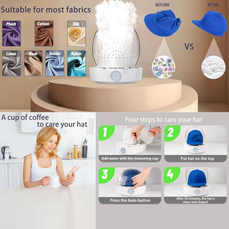 Multifunctional Hat Wig Care Cleaning Disinfection Steam Ironing Machine(EU Plug)