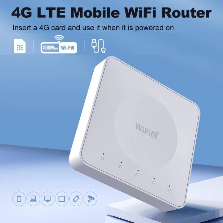 E8 4G Mini CPE Wireless Plug Card Router Dual Network Port WiFi6 Wireless Hotspot(White)
