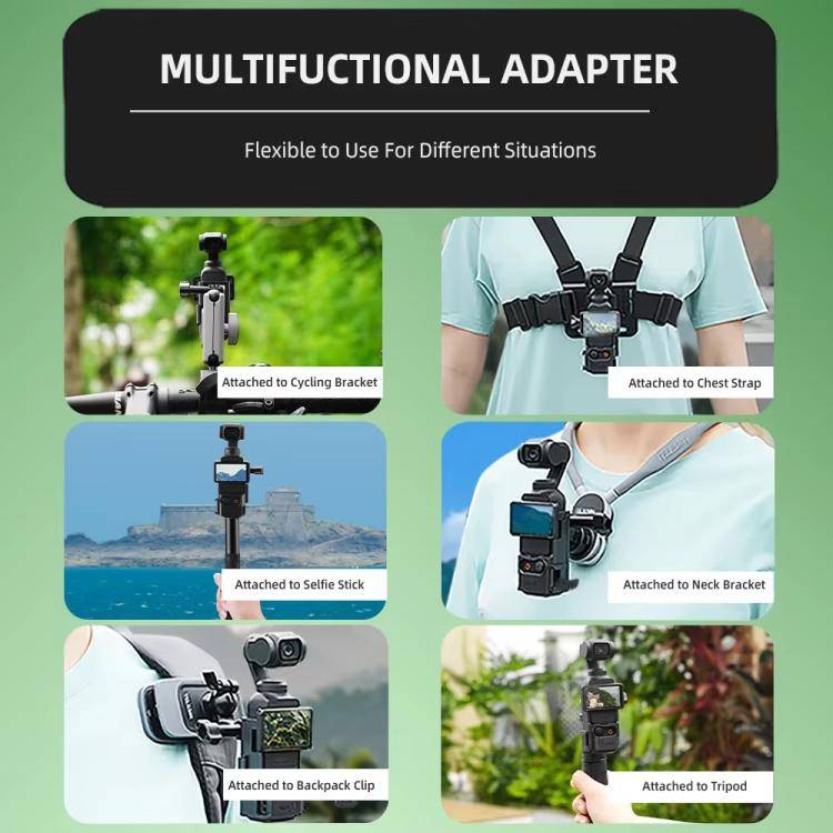 For DJI Osmo Pocket 3 Flymile Multi-Purpose Adapter Frame Expandable Mount(Black)