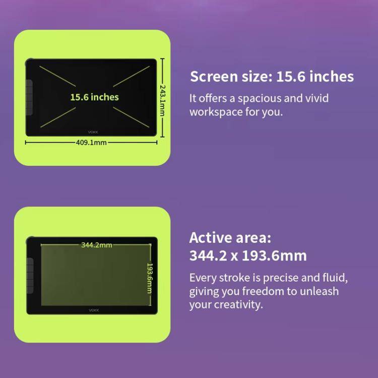 VEIKK VK1600 15.6 Inch Digital Drawing Screen Electronic Drawing Screen Compatible With Mobile Ph...