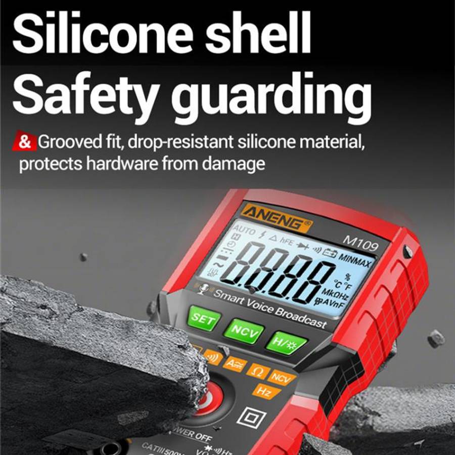 ANENG M109 Digital Multimeter With Voice Guide 4000 Counts, NCV Detection, Capacitance/Resistance...