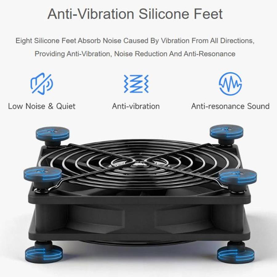 Waveshare 34398 USB 5V 120mm Quiet Cooling Fan, 3-Speed Adjustable, PWM Control, High Airflow, An...