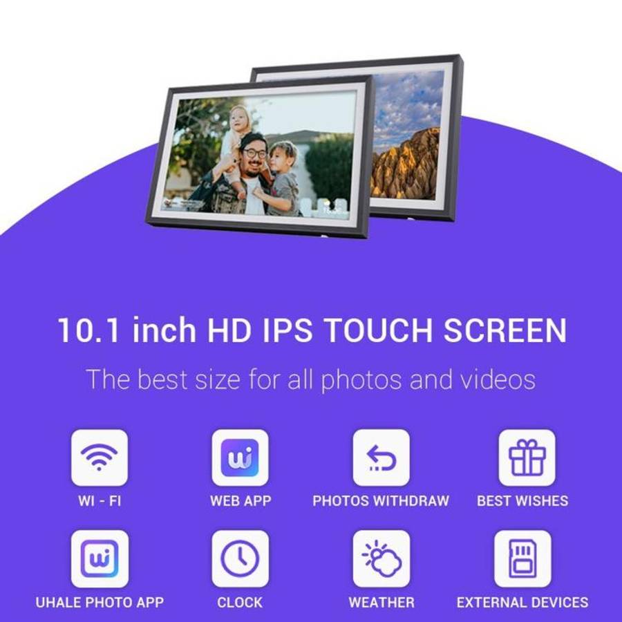 10.1 Inch Uhale Smart Cloud Photo Frame WiFi Mobile Photo Transfer Touchscreen Digital Signage US...