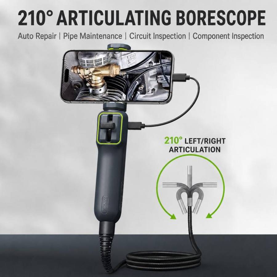 ANYKIT AD100 360-Degree Rotatable Industrial Endoscope IP67 Waterproof HD Auto Repair Borescope, ...