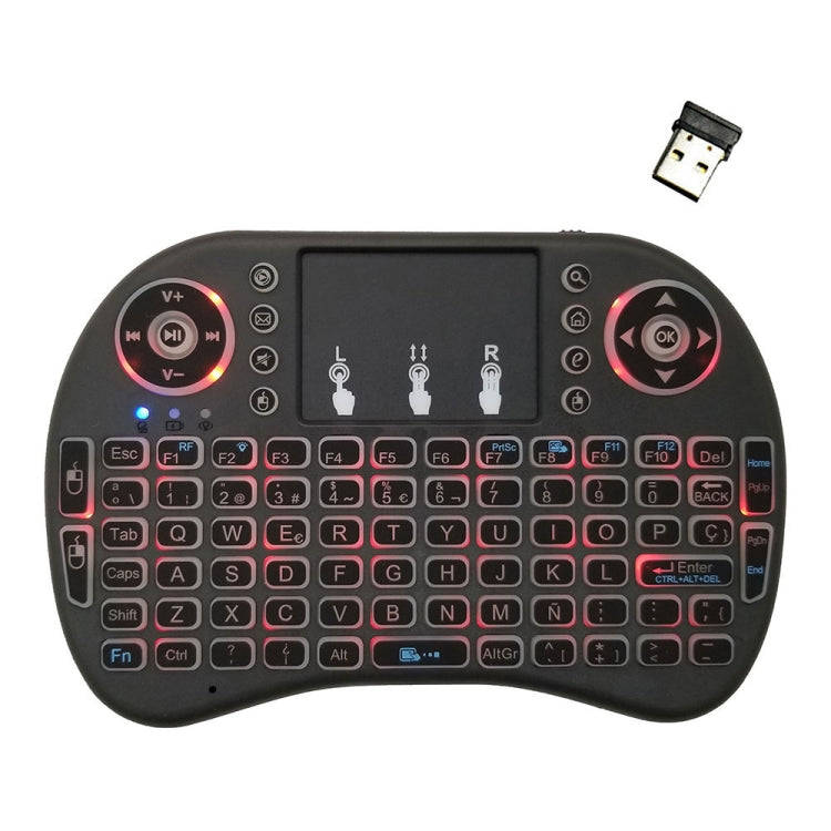 Support Language: Spanish i8 Air Mouse Wireless Backlight Keyboard with Touchpad for Android TV B...