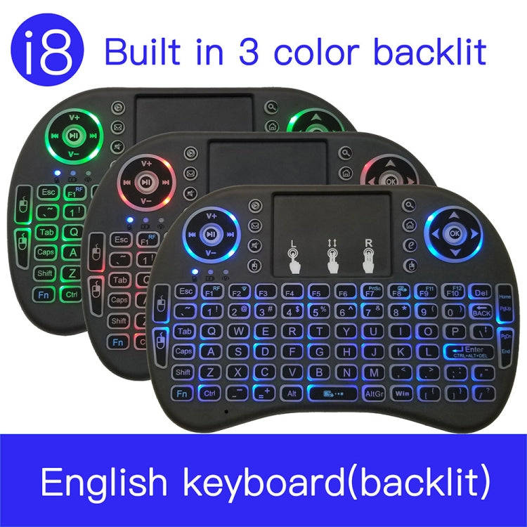 Support Language: English i8 Air Mouse Wireless Backlight Keyboard with Touchpad for Android TV B...