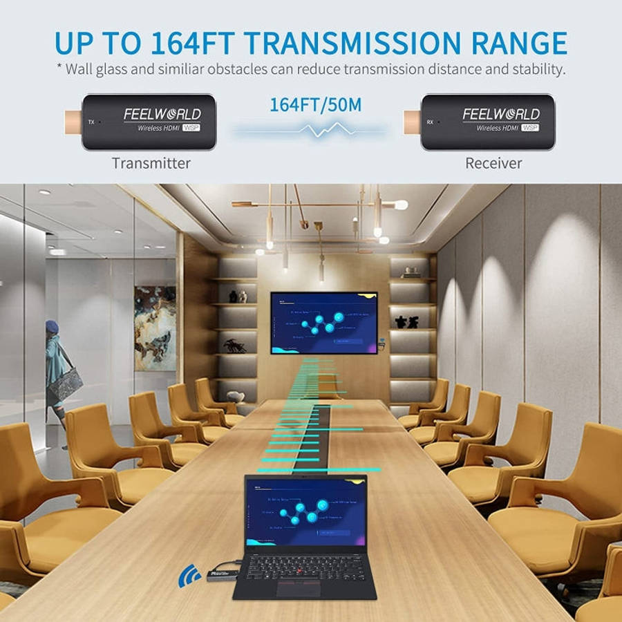 FEELWORLD WSP Wireless HDMI 1080P Transmitter and Receiver Extender Kit with 164FT Range(Black)