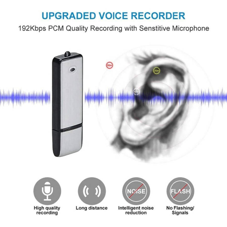 SK858 16GB Rechargeable Portable U-Disk Meeting Voice Recorder (Black)