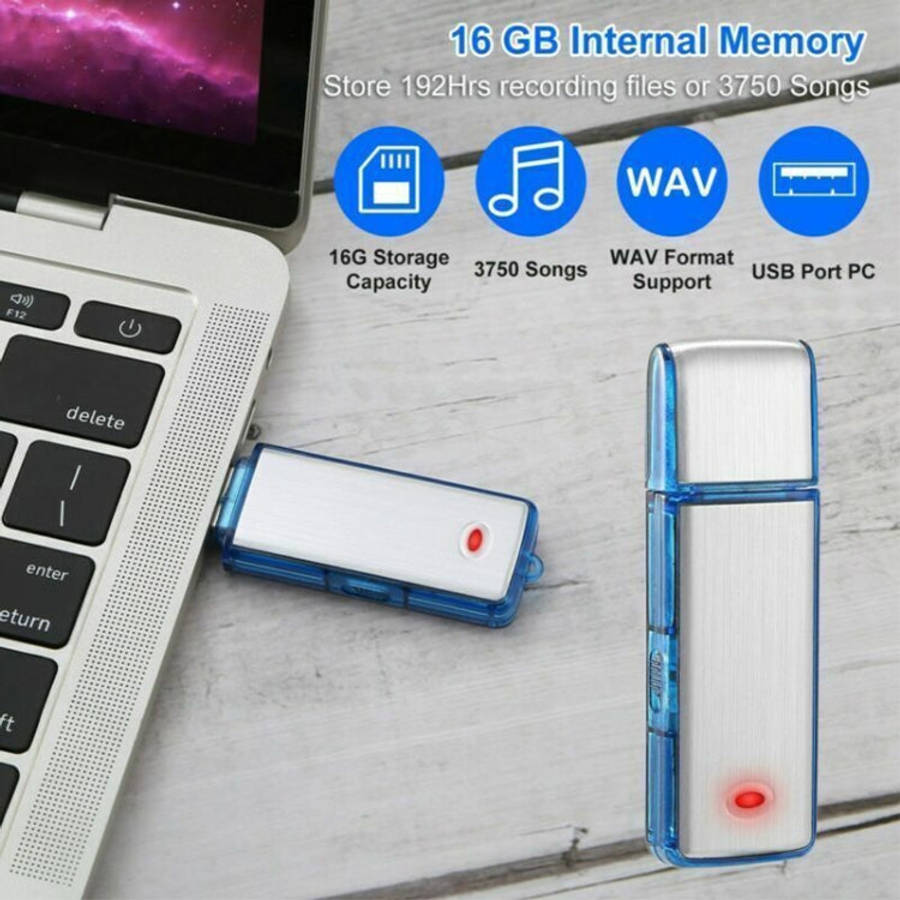 SK858 16GB Rechargeable Portable U-Disk Meeting Voice Recorder (Blue)