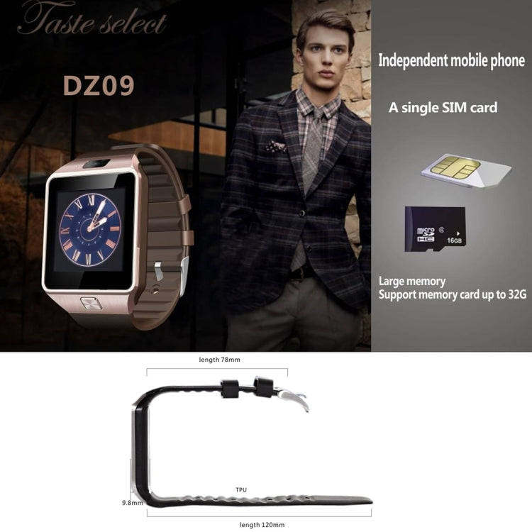DZ09 1.56 inch Screen Bluetooth 3.0 Android 4.1 OS Above Smart Watch Phone with Bluetooth Call & ...