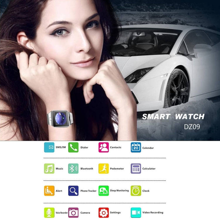 DZ09 1.56 inch Screen Bluetooth 3.0 Android 4.1 OS Above Smart Watch Phone with Bluetooth Call & ...