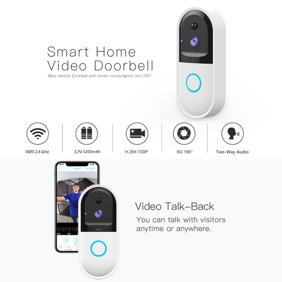 B50 720P Smart WiFi Video Visual Doorbell, Support Phone Remote Monitoring & Night Vision & SD Ca...