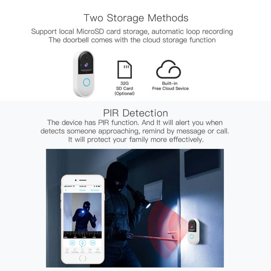 B50 720P Smart WiFi Video Visual Doorbell, Support Phone Remote Monitoring & Night Vision & SD Ca...