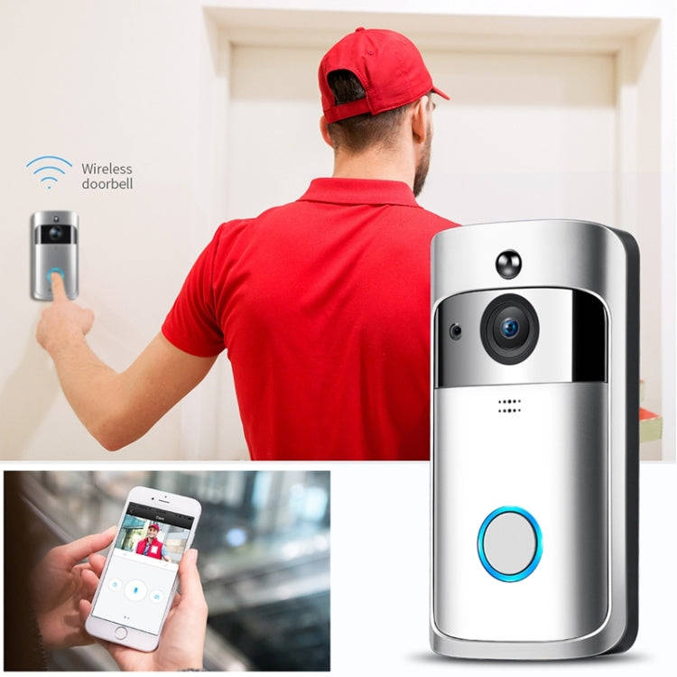 M4 720P Smart WIFI Ultra Low Power Video PIR Visual Doorbell with 3 Battery Slots,Support Mobile ...
