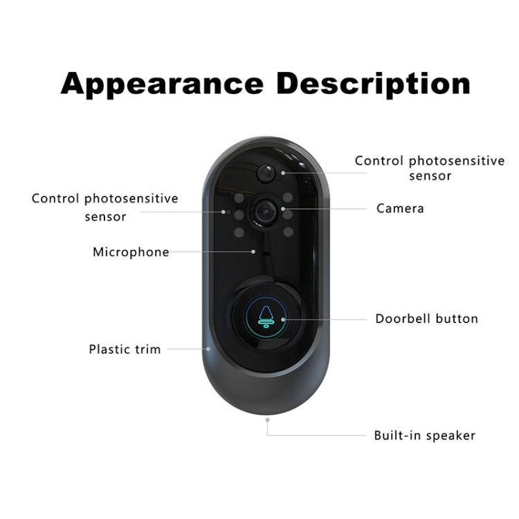 M108 720P 6400mAh Smart WIFI Video Visual Doorbell,Support Phone Remote Monitoring & Real-time Vo...