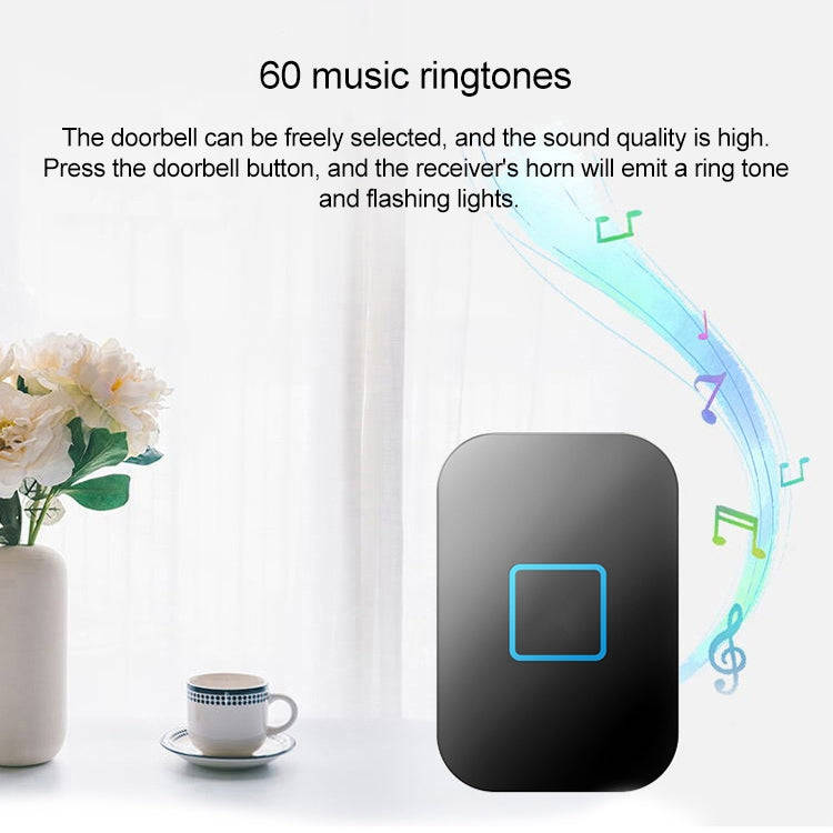 CACAZI FA88 Self-Powered Smart Home Wireless Doorbell, UK Plug(Black)