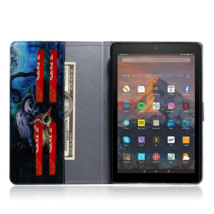 Oil Owl Pattern Horizontal Flip Leather Case for Amazon Kindle Fire HD 10 2015/2017, with Holder ...
