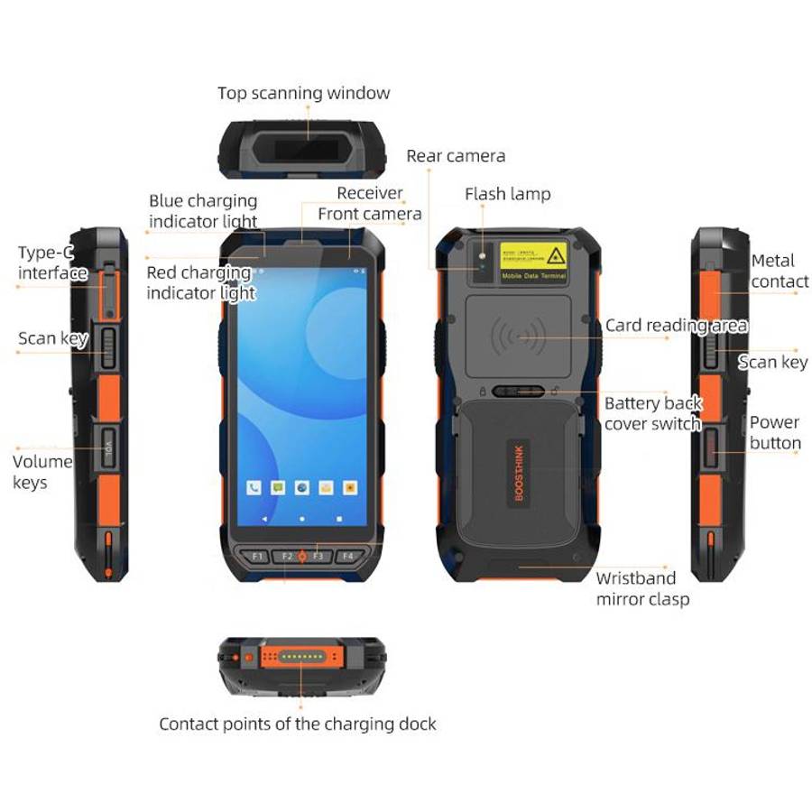 5.5 inch Android 10 IP65 Handheld Industrial Data Terminal Barcode Scanner, Style: NFC HF