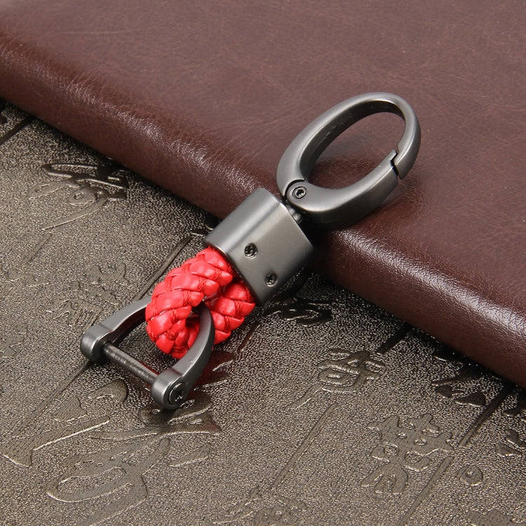 Weaving Band Metal Car Key Ring Braided Belt Key Chain(Red)