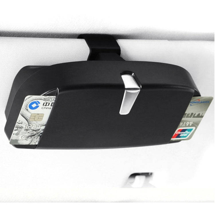 Car Multi-functional Glasses Case Sunglasses Box with Card Slot, Flat Style (Black)